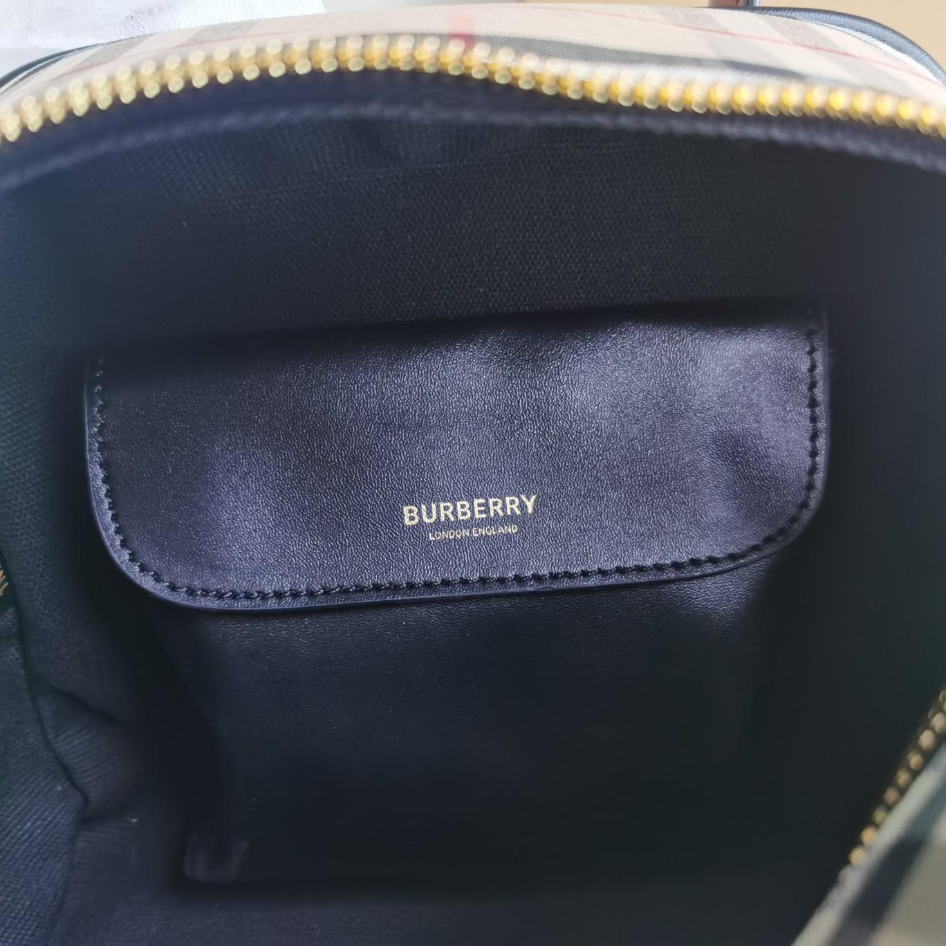 Burberry Cube Bag Leather With Vintage Check   W34 x H21 x D19cm - PerfectKickZ