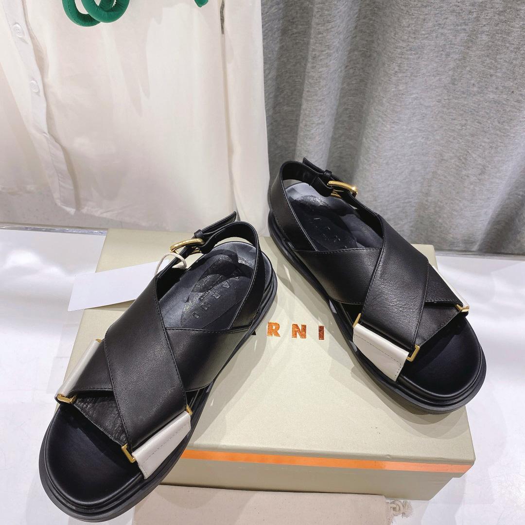 Marni Black And White Leather Fussbett - PerfectKickZ