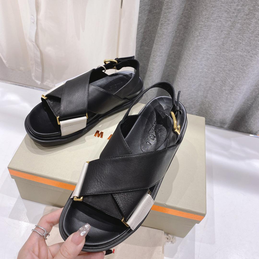 Marni Black And White Leather Fussbett - PerfectKickZ