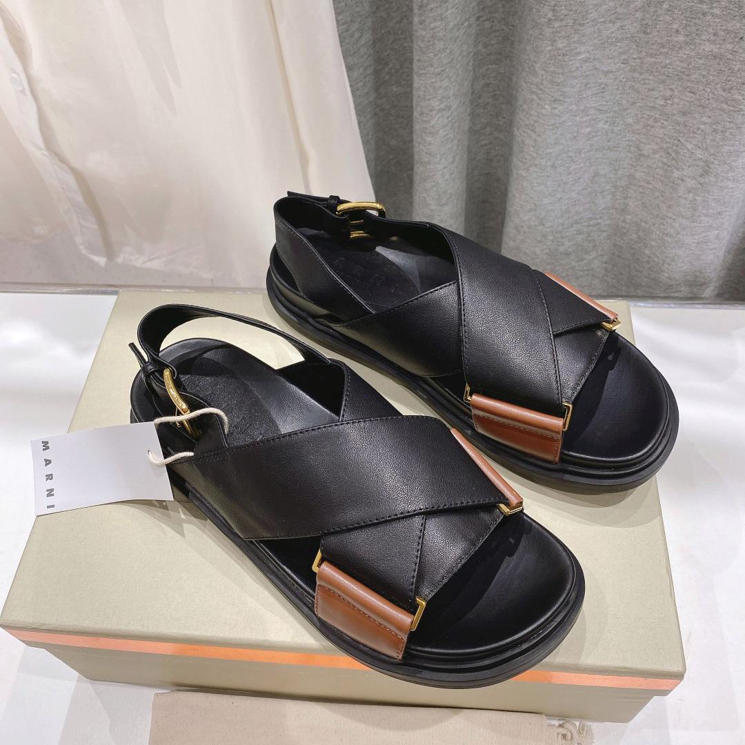 Marni Black And Brown Leather Fussbett - PerfectKickZ