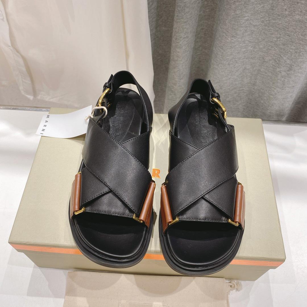 Marni Black And Brown Leather Fussbett - PerfectKickZ
