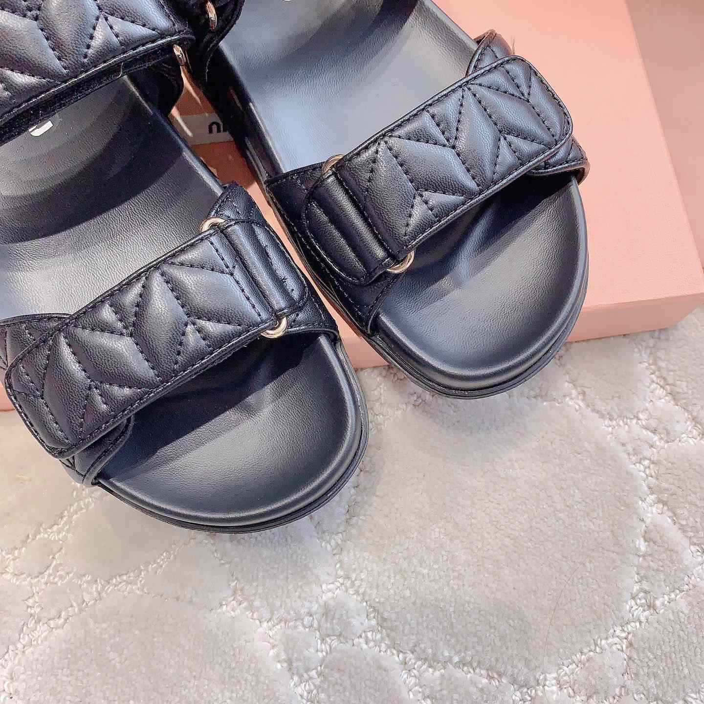 Miu Miu Sporty Matelassé Nappa Leather Sandals - PerfectKickZ