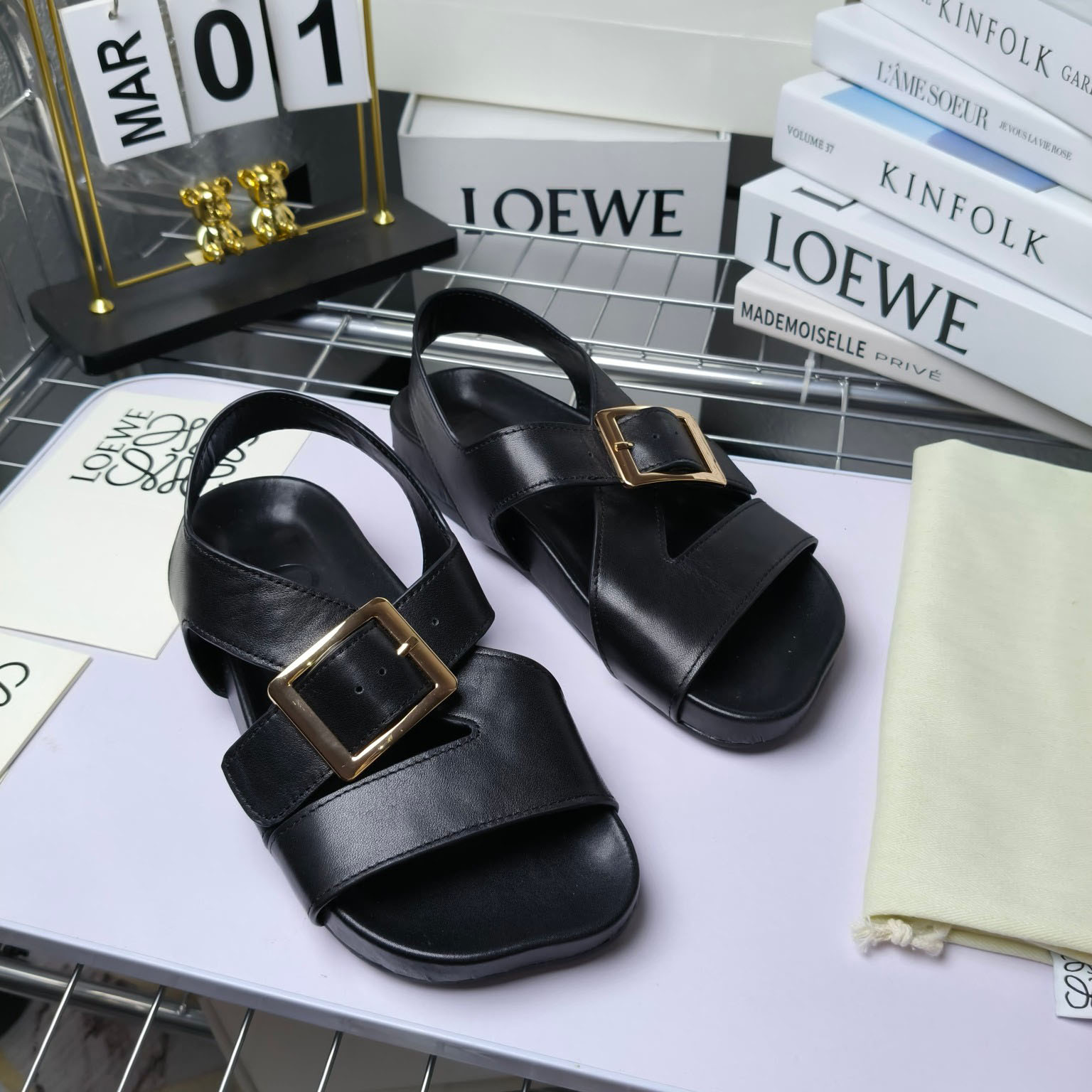 Loewe Ease Buckle Sandal In Vegetal Calfskin - PerfectKickZ