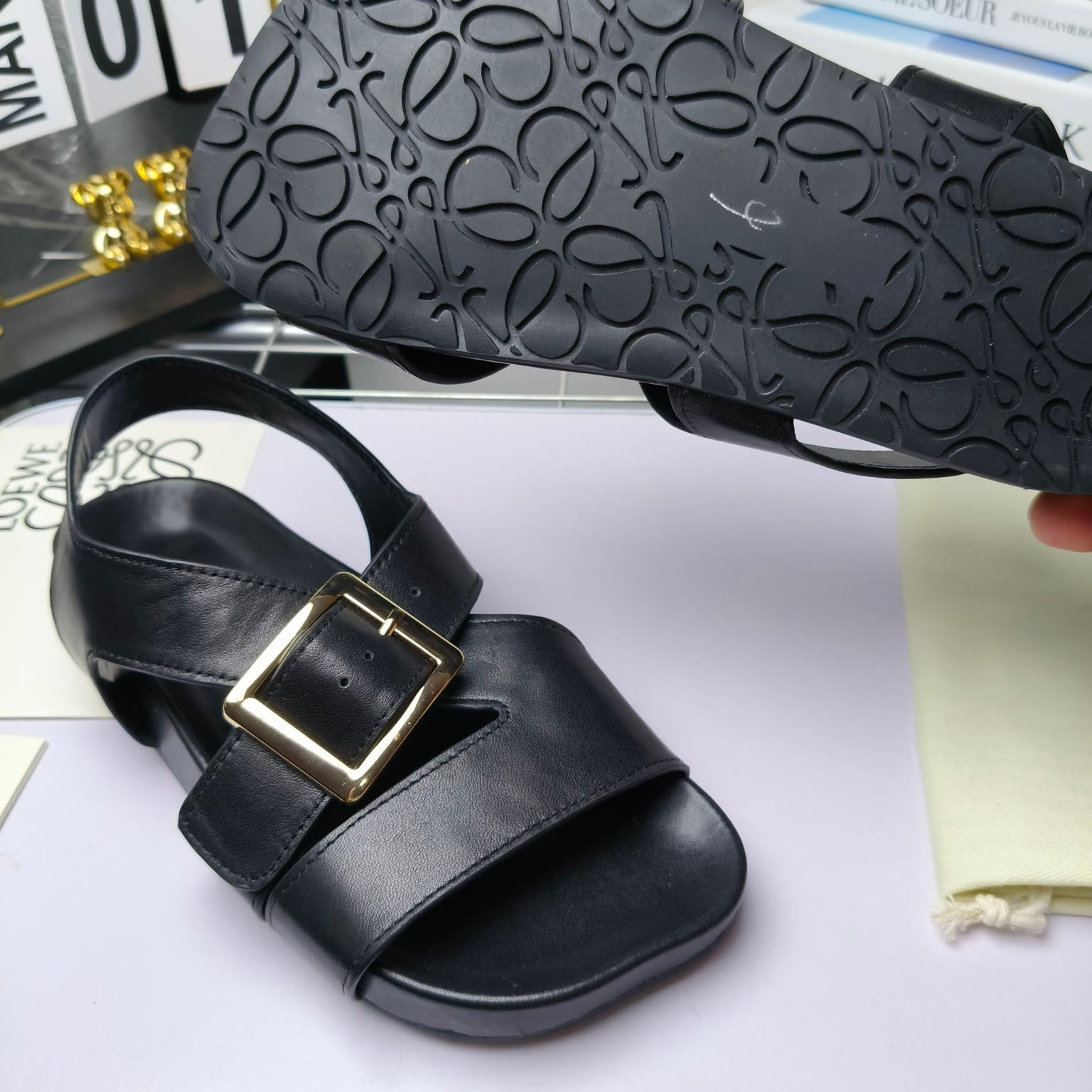 Loewe Ease Buckle Sandal In Vegetal Calfskin - PerfectKickZ