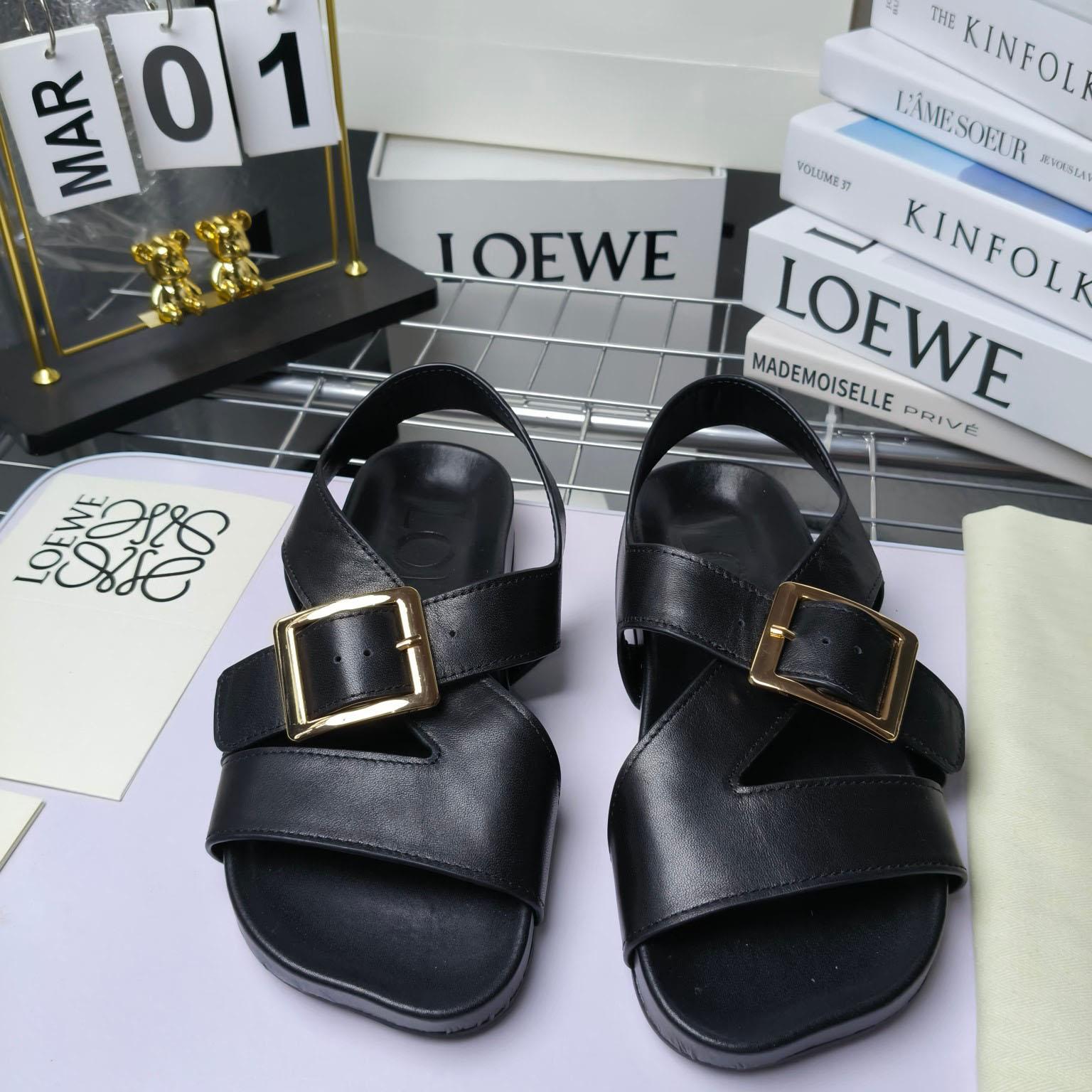 Loewe Ease Buckle Sandal In Vegetal Calfskin - PerfectKickZ