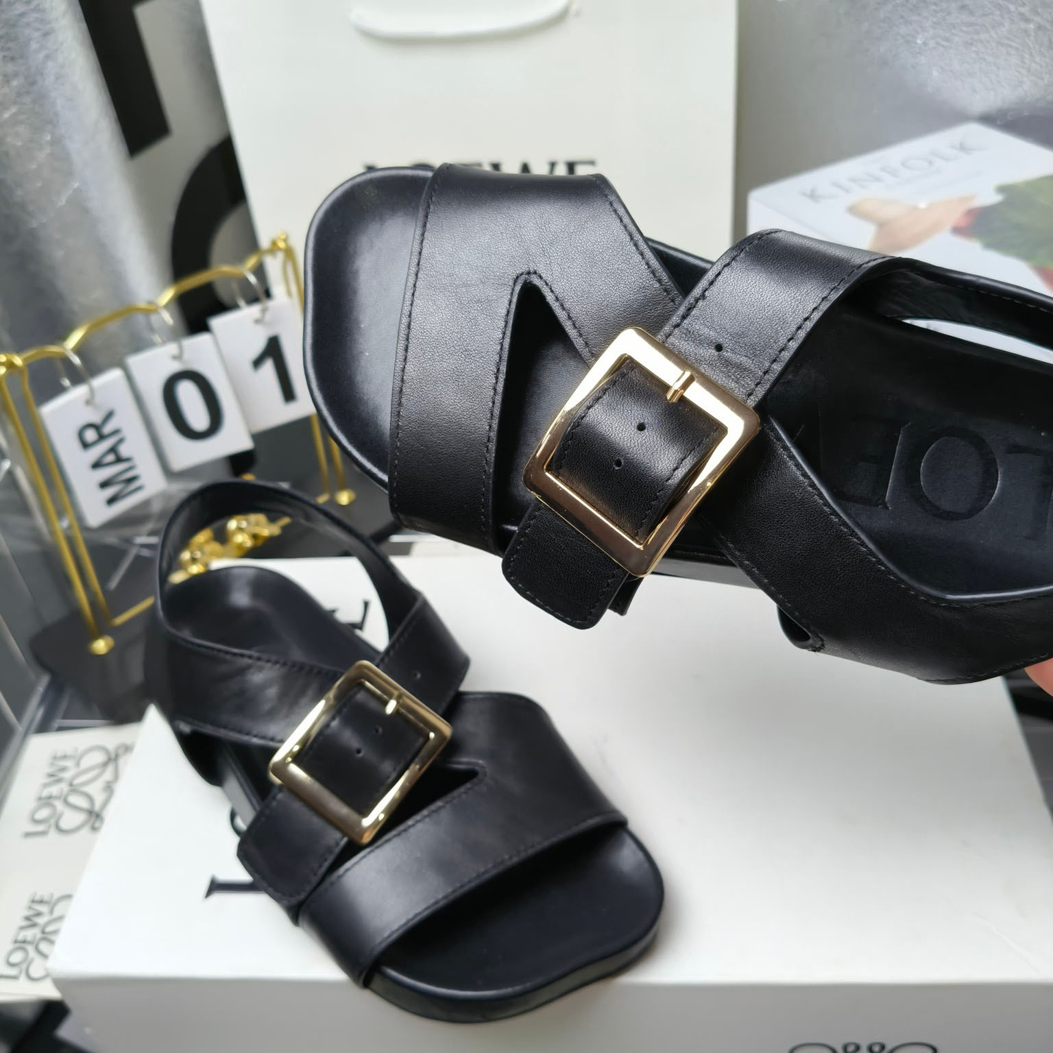 Loewe Ease Buckle Sandal In Vegetal Calfskin - PerfectKickZ