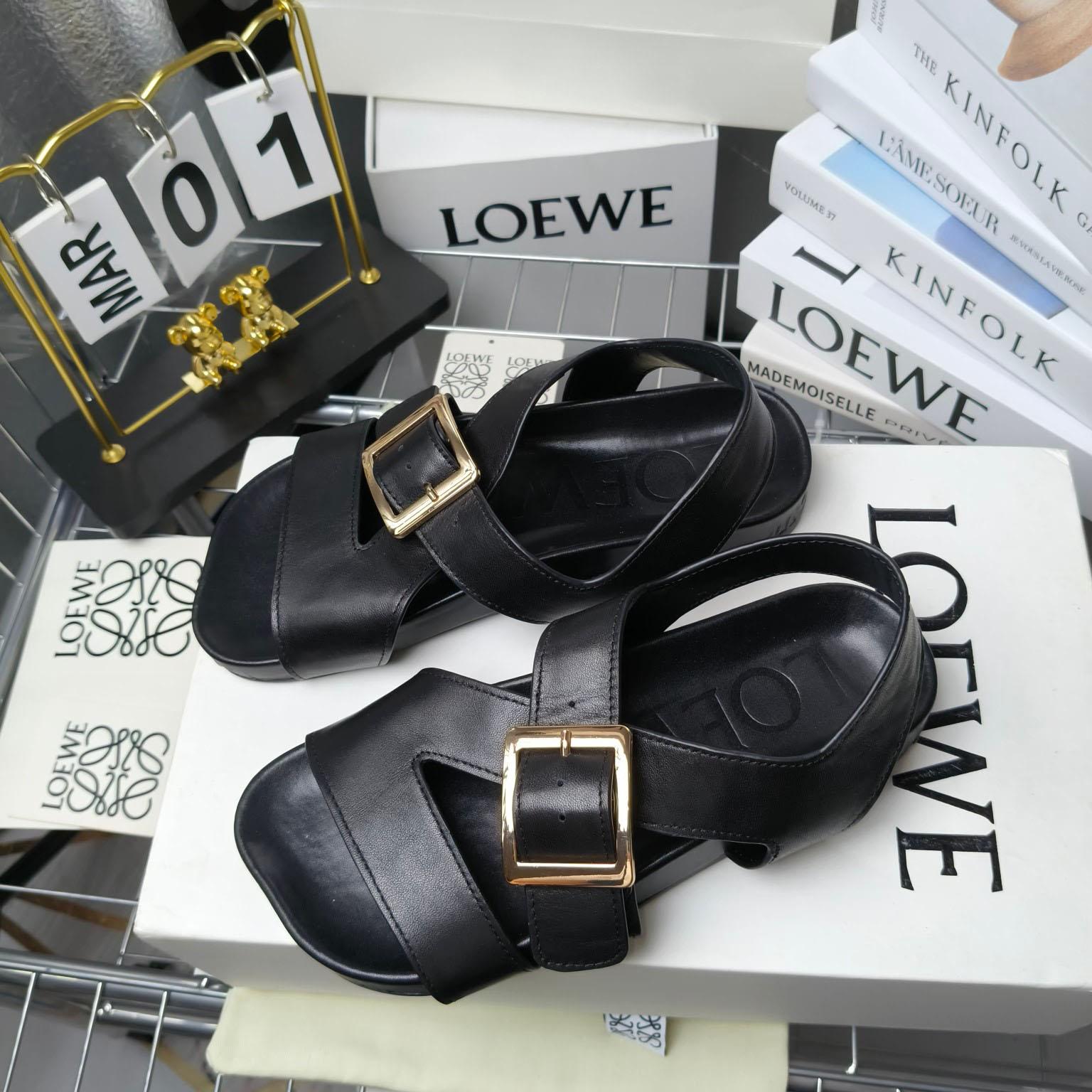 Loewe Ease Buckle Sandal In Vegetal Calfskin - PerfectKickZ