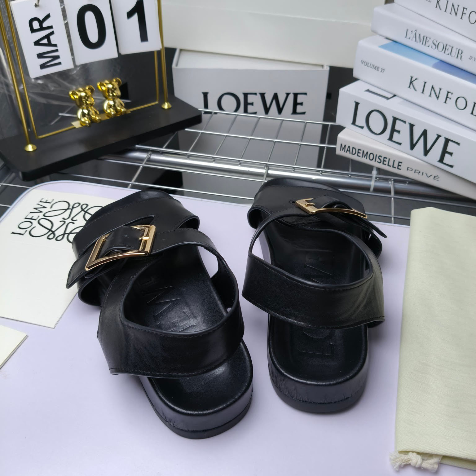 Loewe Ease Buckle Sandal In Vegetal Calfskin - PerfectKickZ