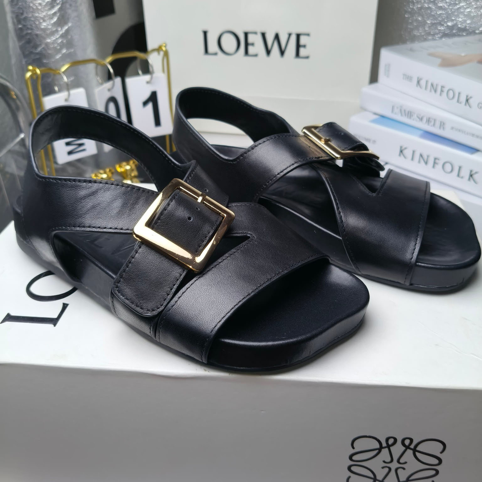 Loewe Ease Buckle Sandal In Vegetal Calfskin - PerfectKickZ