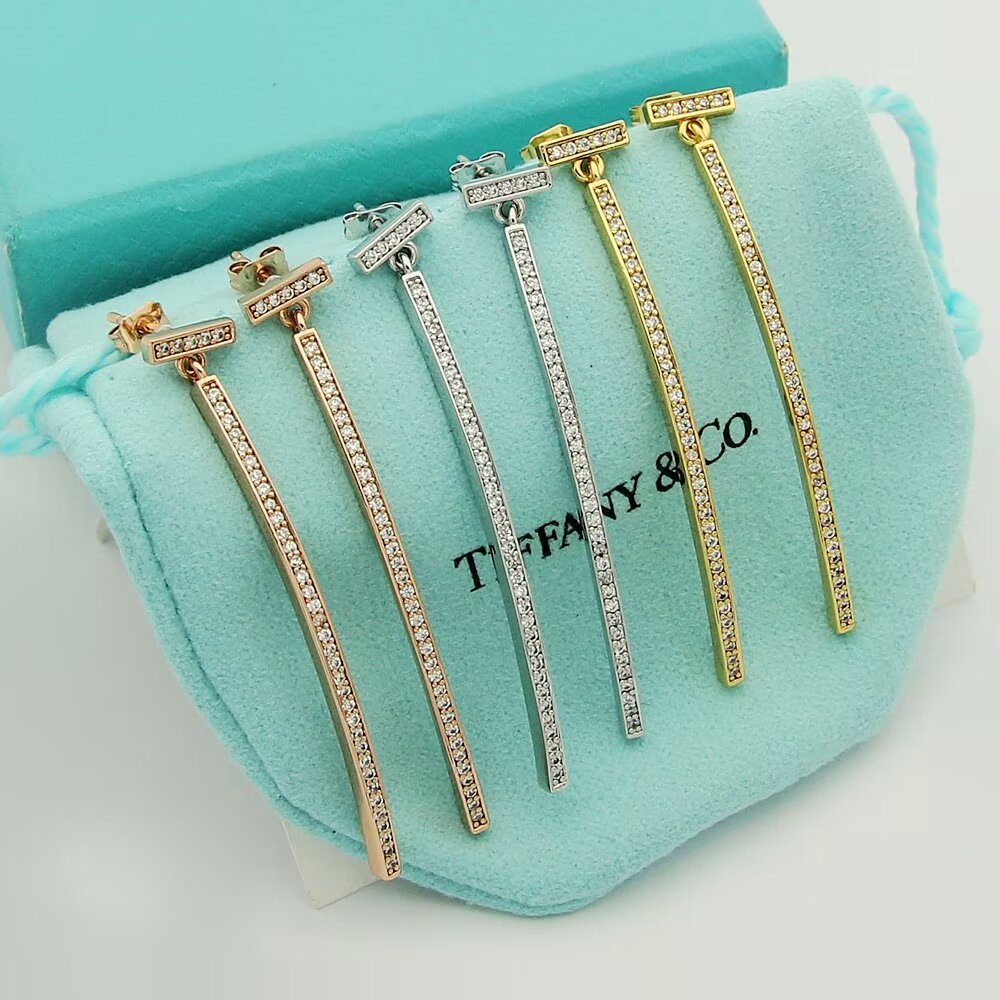 Tiffany & Co. Diamond Bar Earrings - PerfectKickZ