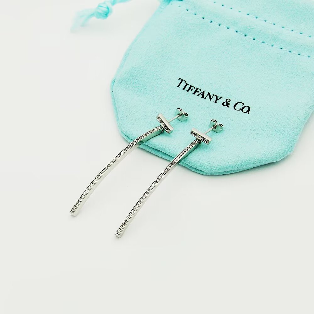 Tiffany & Co. Diamond Bar Earrings - PerfectKickZ