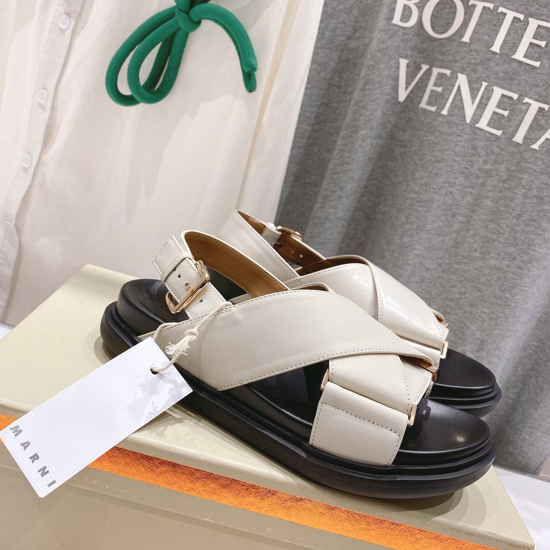 Marni White Leather Fussbett - PerfectKickZ