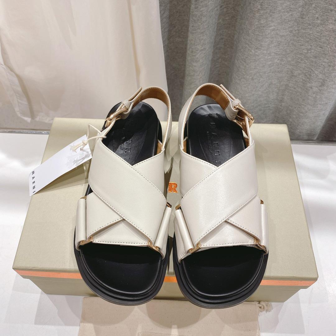 Marni White Leather Fussbett - PerfectKickZ