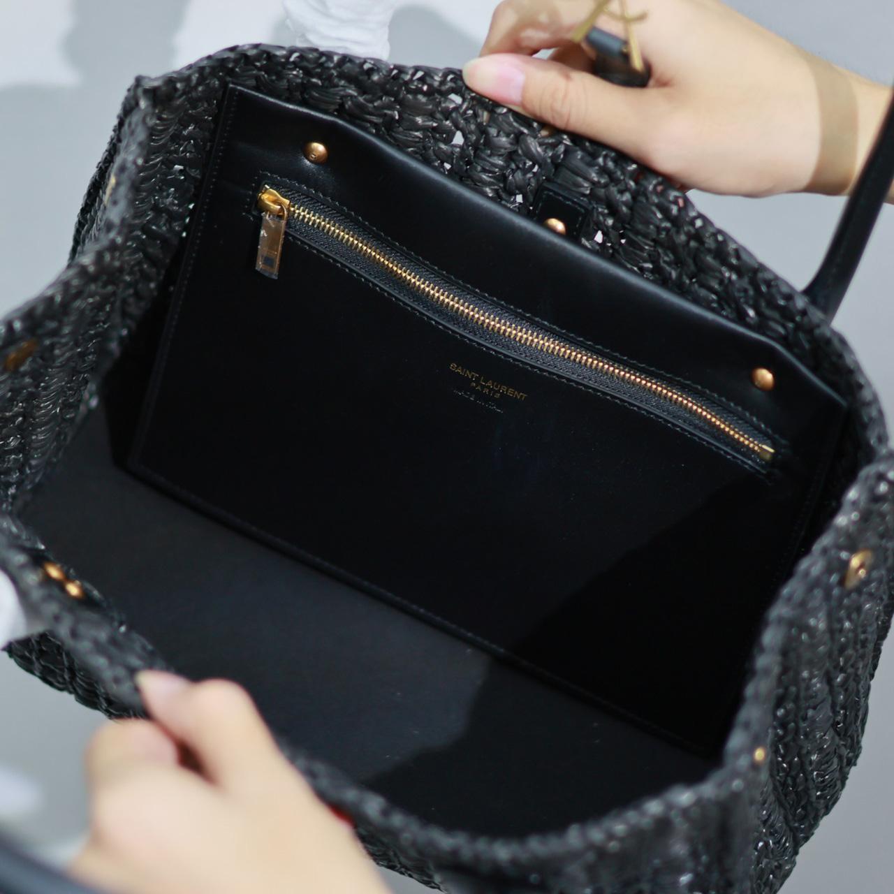 Saint Laurent Panier Raffia Tote Bag  29-21-9cm - PerfectKickZ