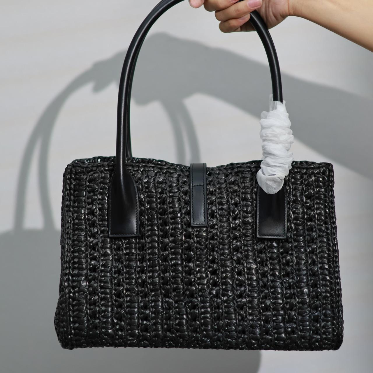 Saint Laurent Panier Raffia Tote Bag  29-21-9cm - PerfectKickZ
