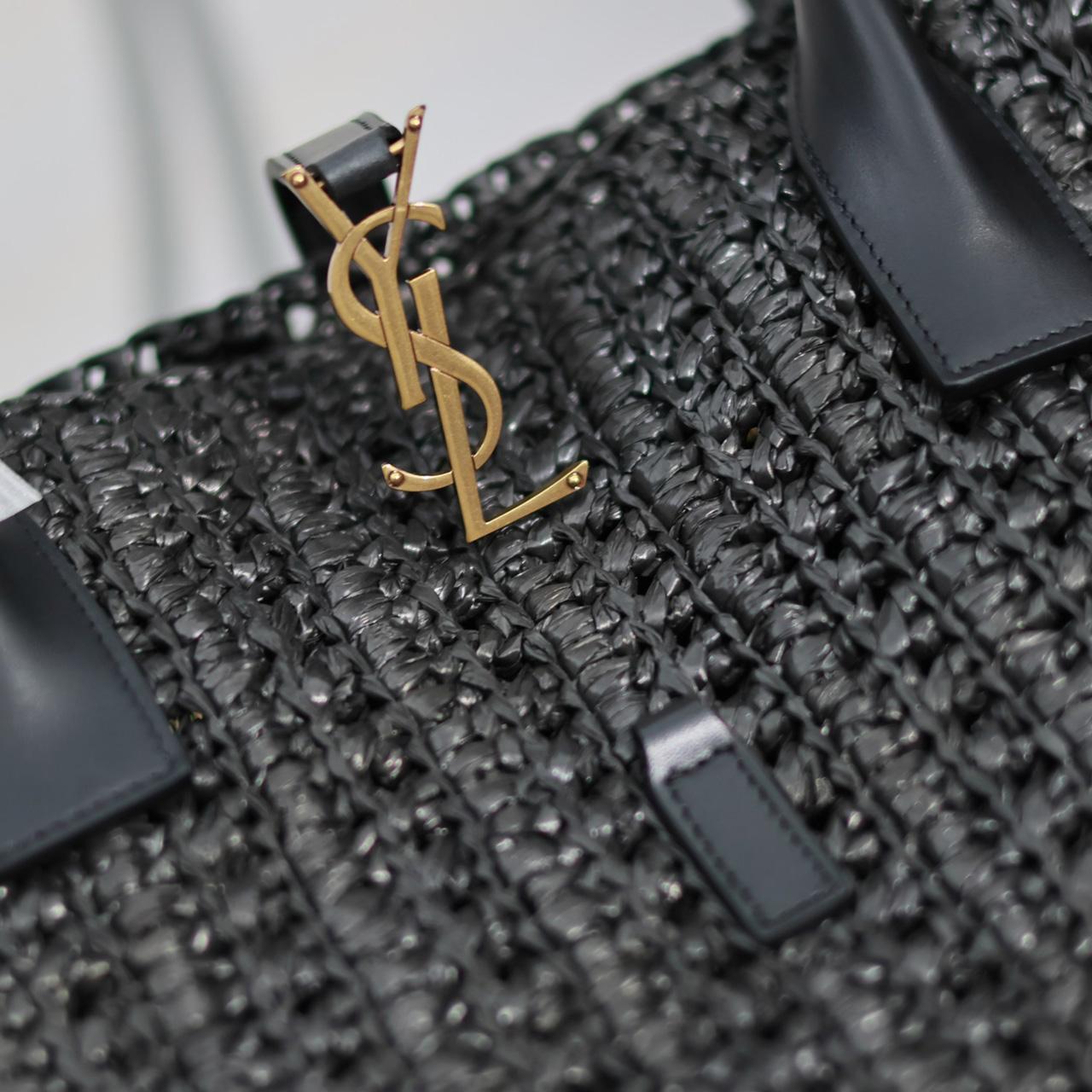 Saint Laurent Panier Raffia Tote Bag  29-21-9cm - PerfectKickZ