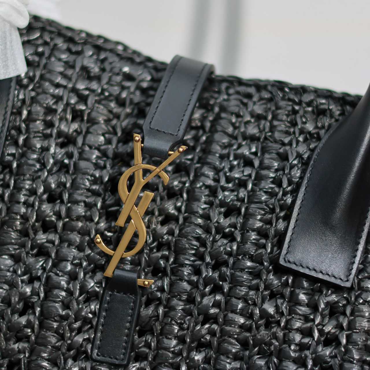 Saint Laurent Panier Raffia Tote Bag  29-21-9cm - PerfectKickZ