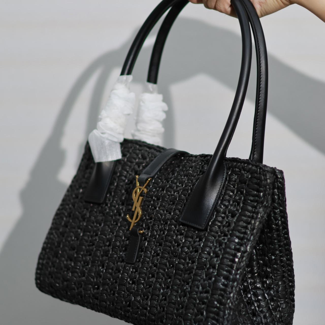Saint Laurent Panier Raffia Tote Bag  29-21-9cm - PerfectKickZ