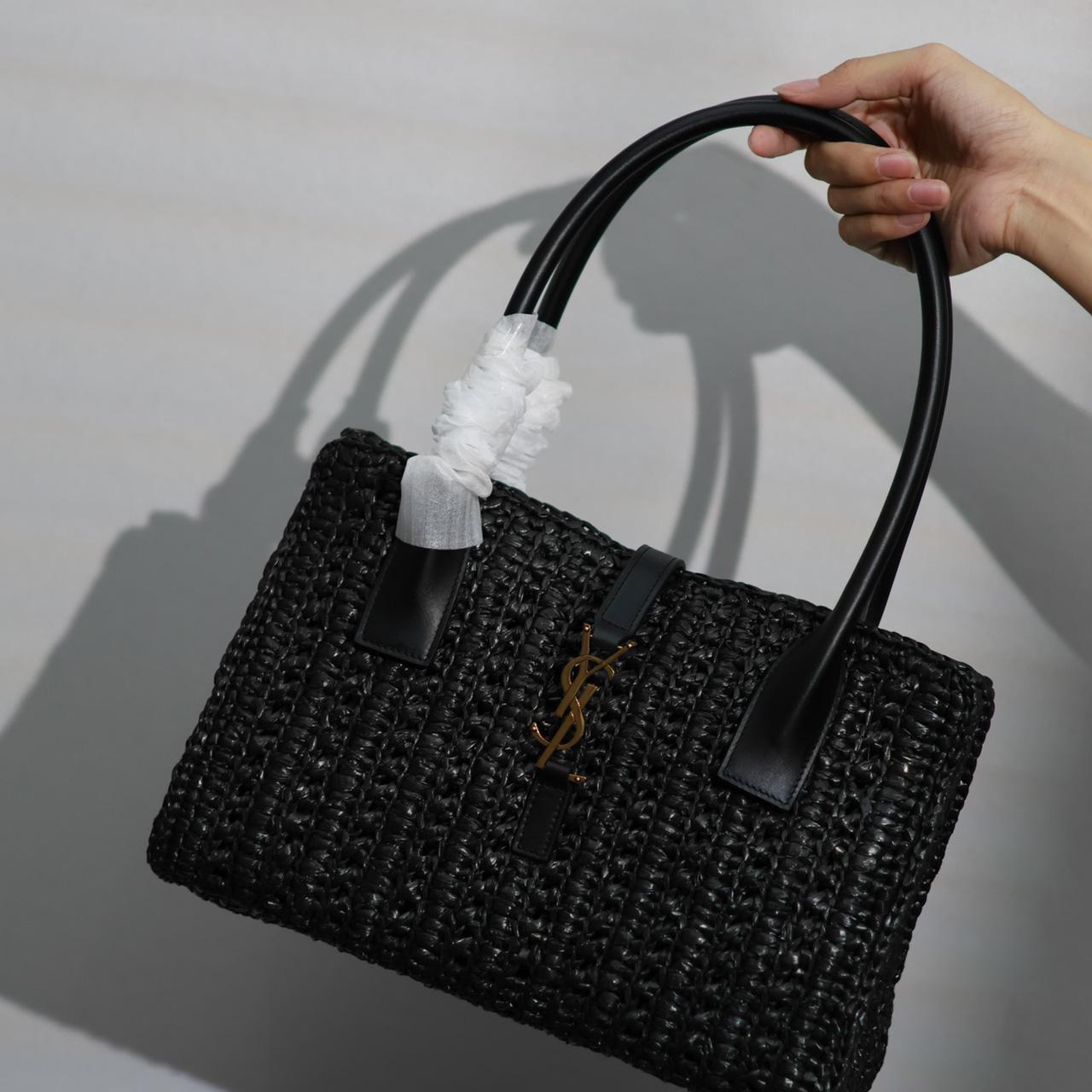 Saint Laurent Panier Raffia Tote Bag  29-21-9cm - PerfectKickZ