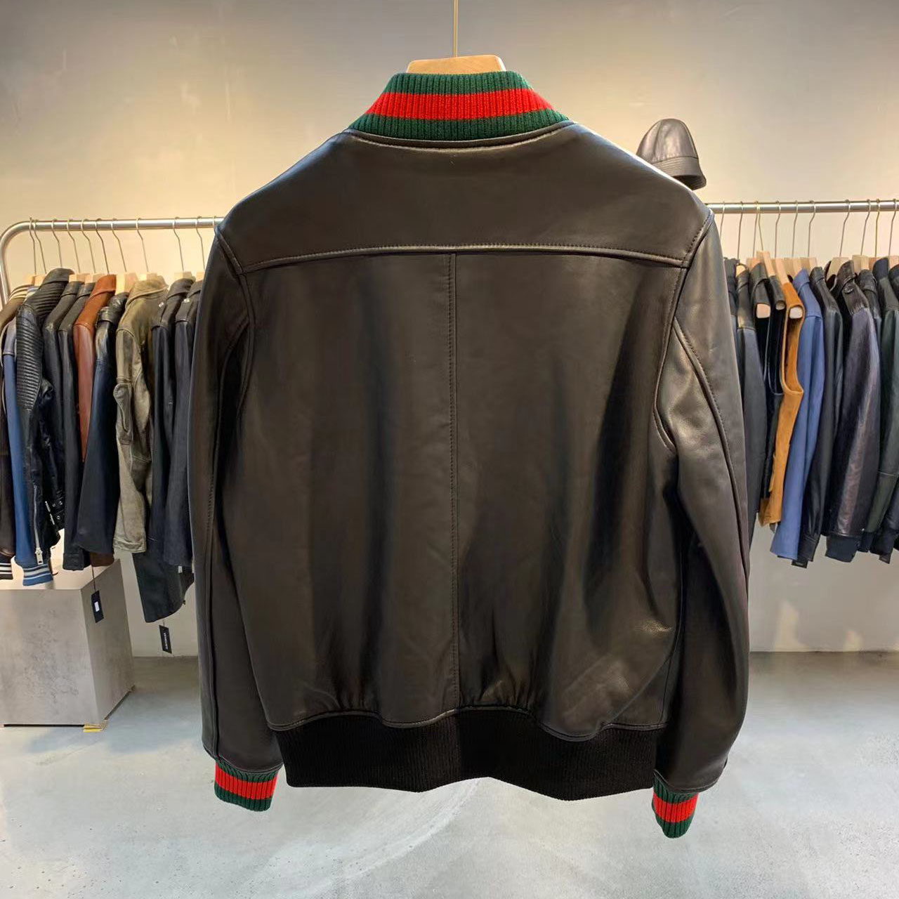 Gucci Leather Jacket With Web - PerfectKickZ