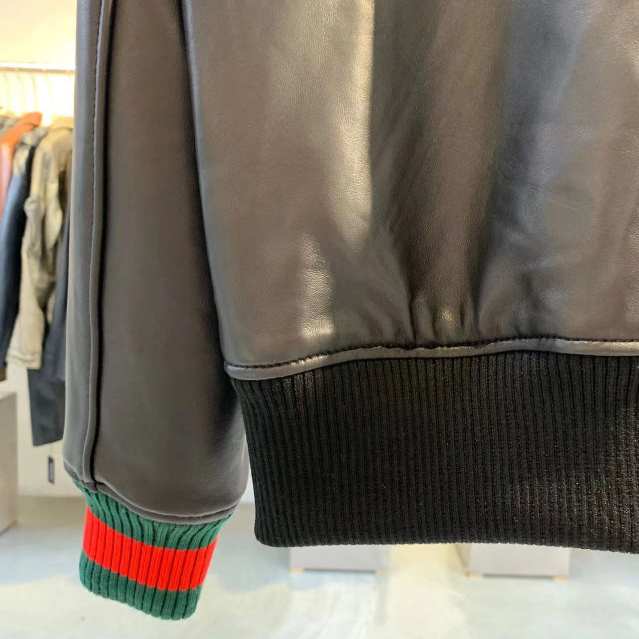 Gucci Leather Jacket With Web - PerfectKickZ