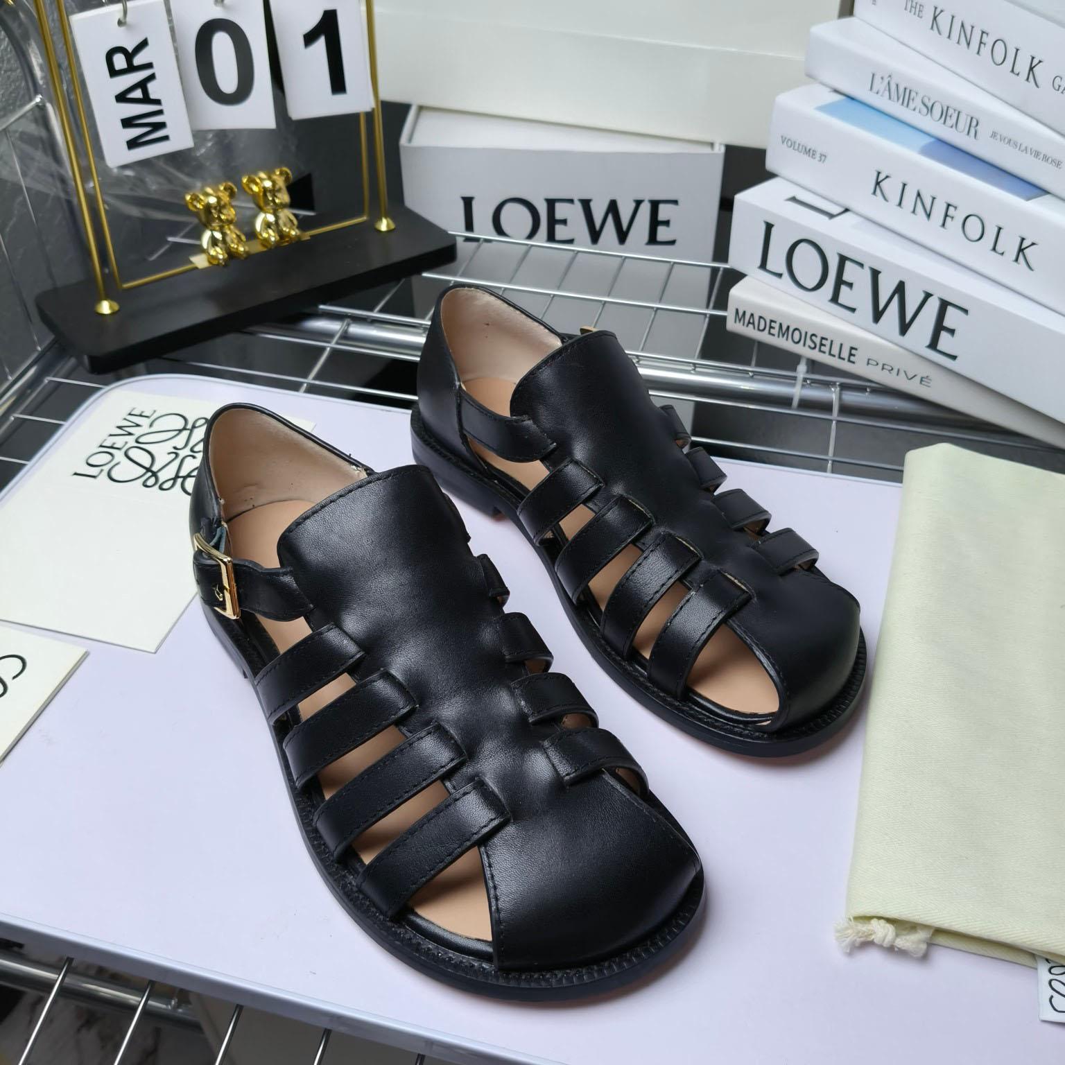 Loewe Campo Sandal In Waxed Calfskin - PerfectKickZ