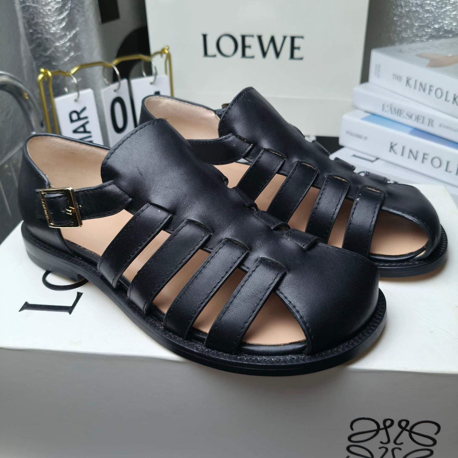 Loewe Campo Sandal In Waxed Calfskin - PerfectKickZ