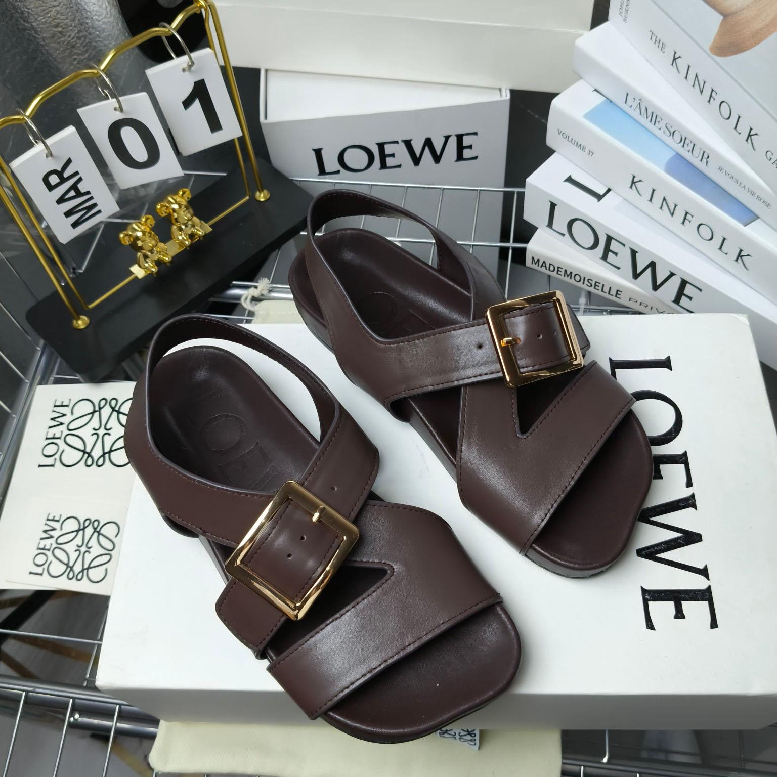 Loewe Ease Buckle Sandal In Vegetal Calfskin - PerfectKickZ