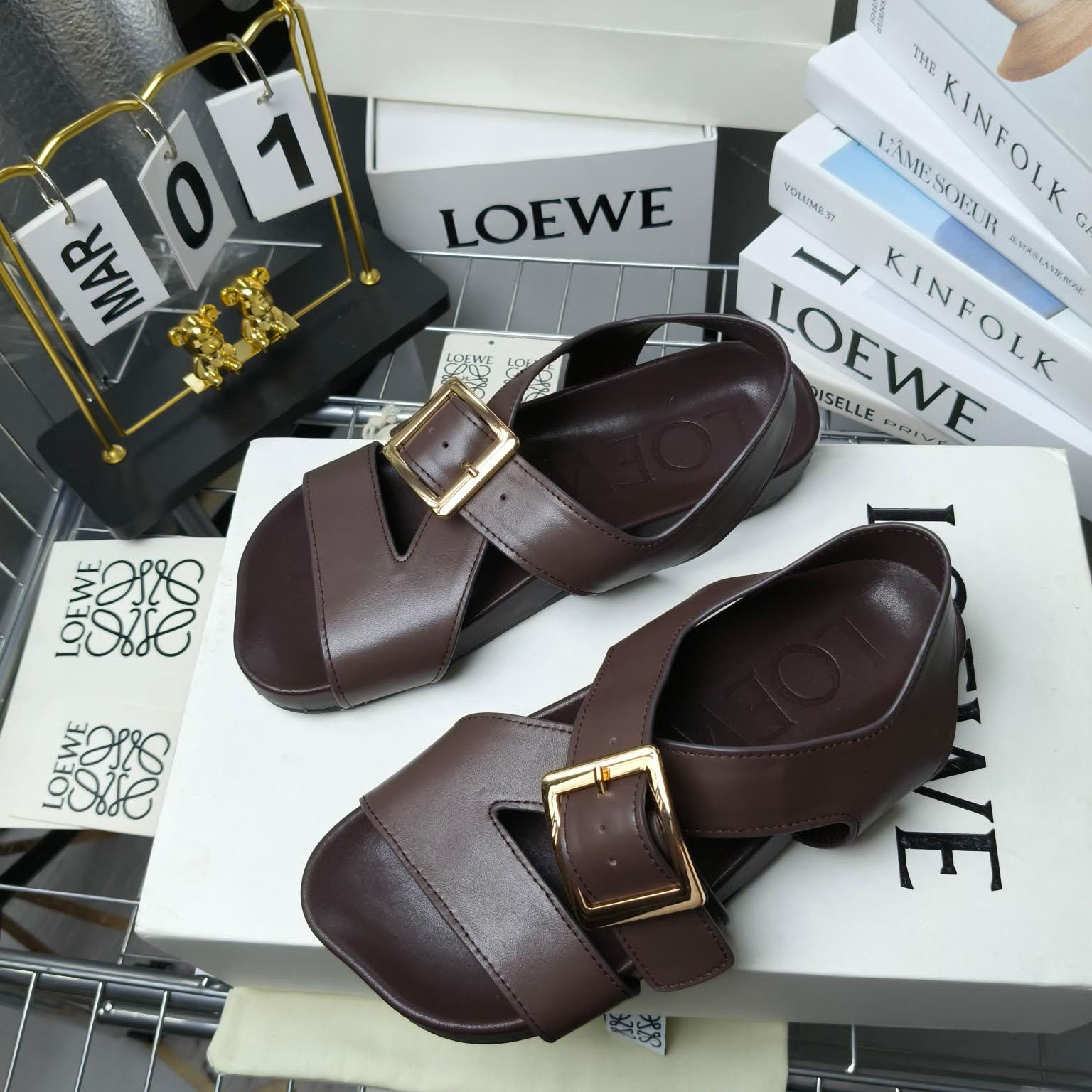 Loewe Ease Buckle Sandal In Vegetal Calfskin - PerfectKickZ