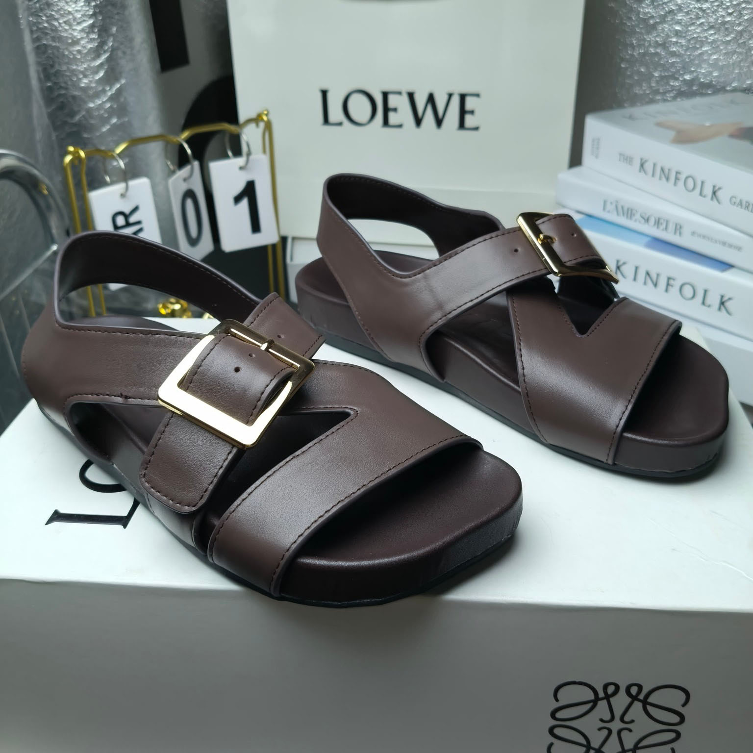 Loewe Ease Buckle Sandal In Vegetal Calfskin - PerfectKickZ