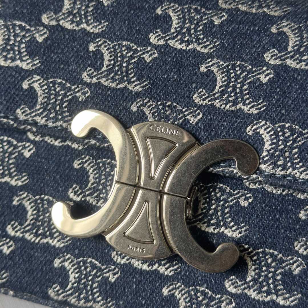 Celine Chain Shoulder Bag Claude In Denim With Triomphe All-over Denim / Silver - PerfectKickZ