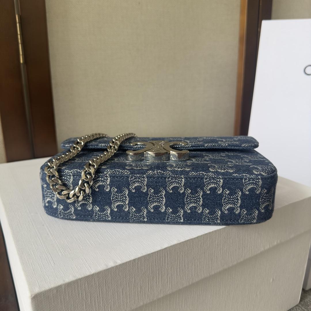 Celine Chain Shoulder Bag Claude In Denim With Triomphe All-over Denim / Silver - PerfectKickZ