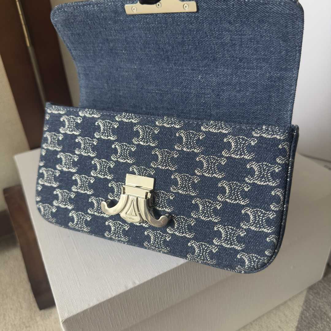 Celine Chain Shoulder Bag Claude In Denim With Triomphe All-over Denim / Silver - PerfectKickZ