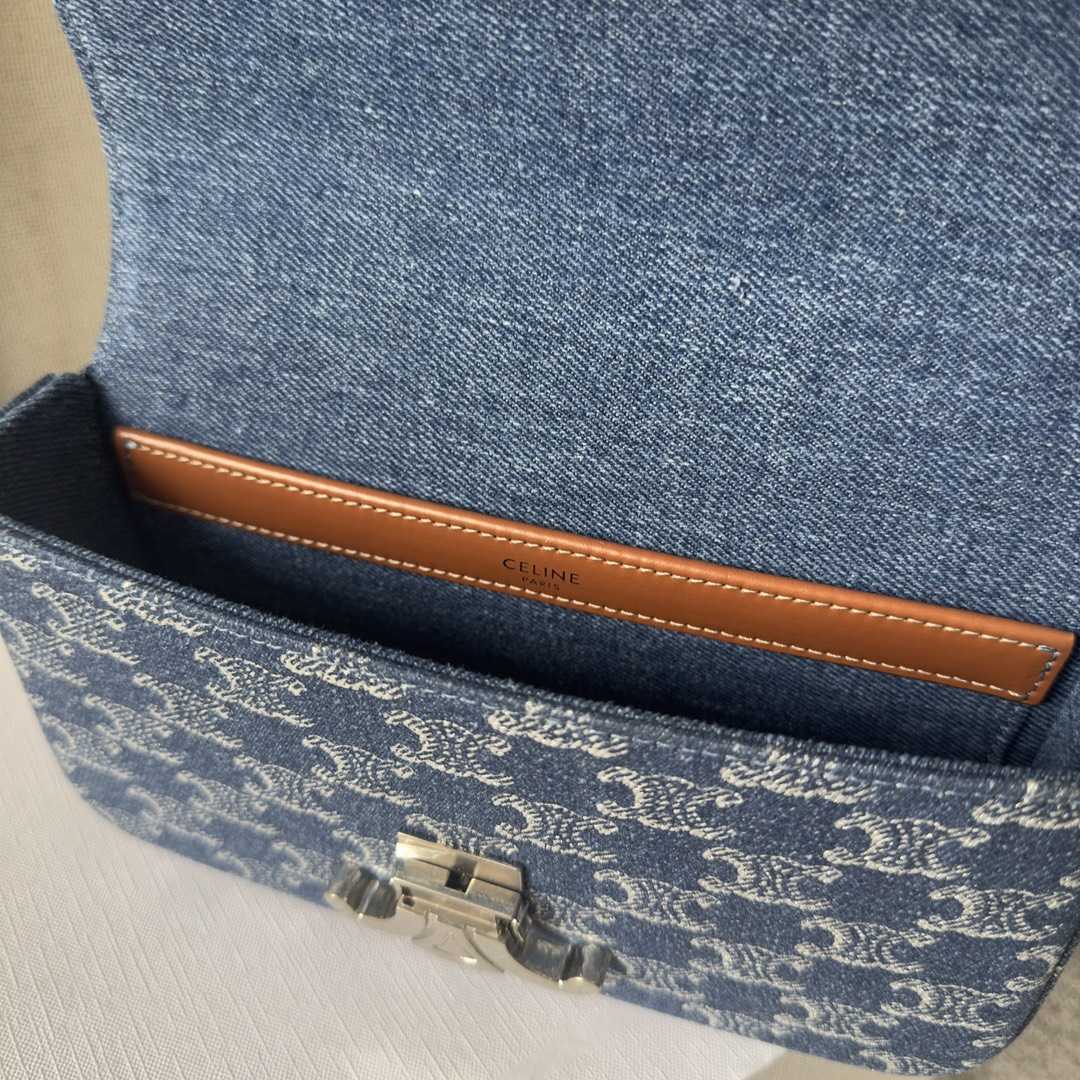 Celine Chain Shoulder Bag Claude In Denim With Triomphe All-over Denim / Silver - PerfectKickZ