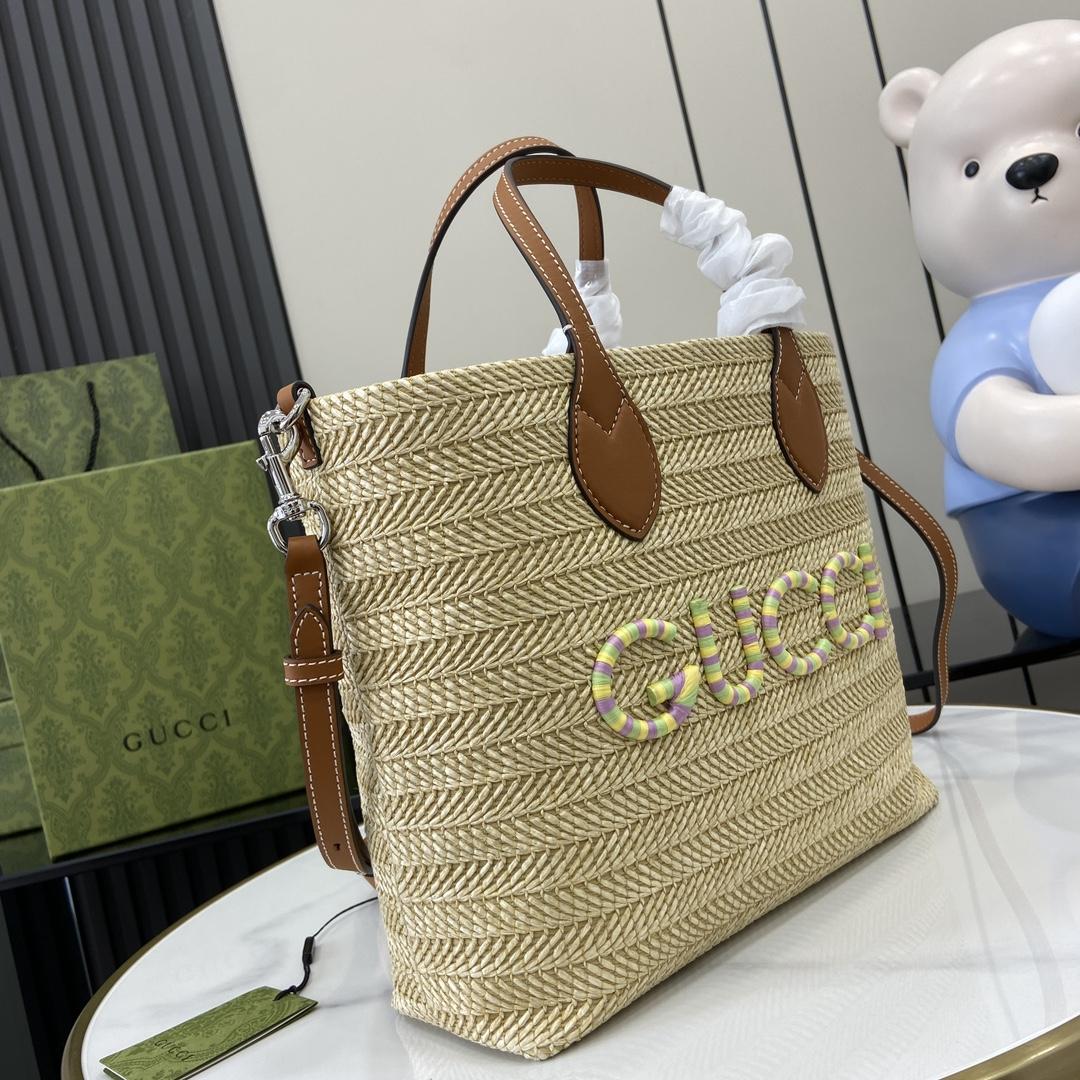 Gucci Small Straw-effect Tote  - PerfectKickZ