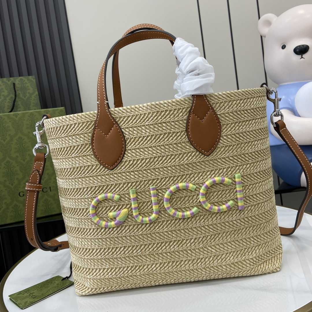 Gucci Small Straw-effect Tote  - PerfectKickZ