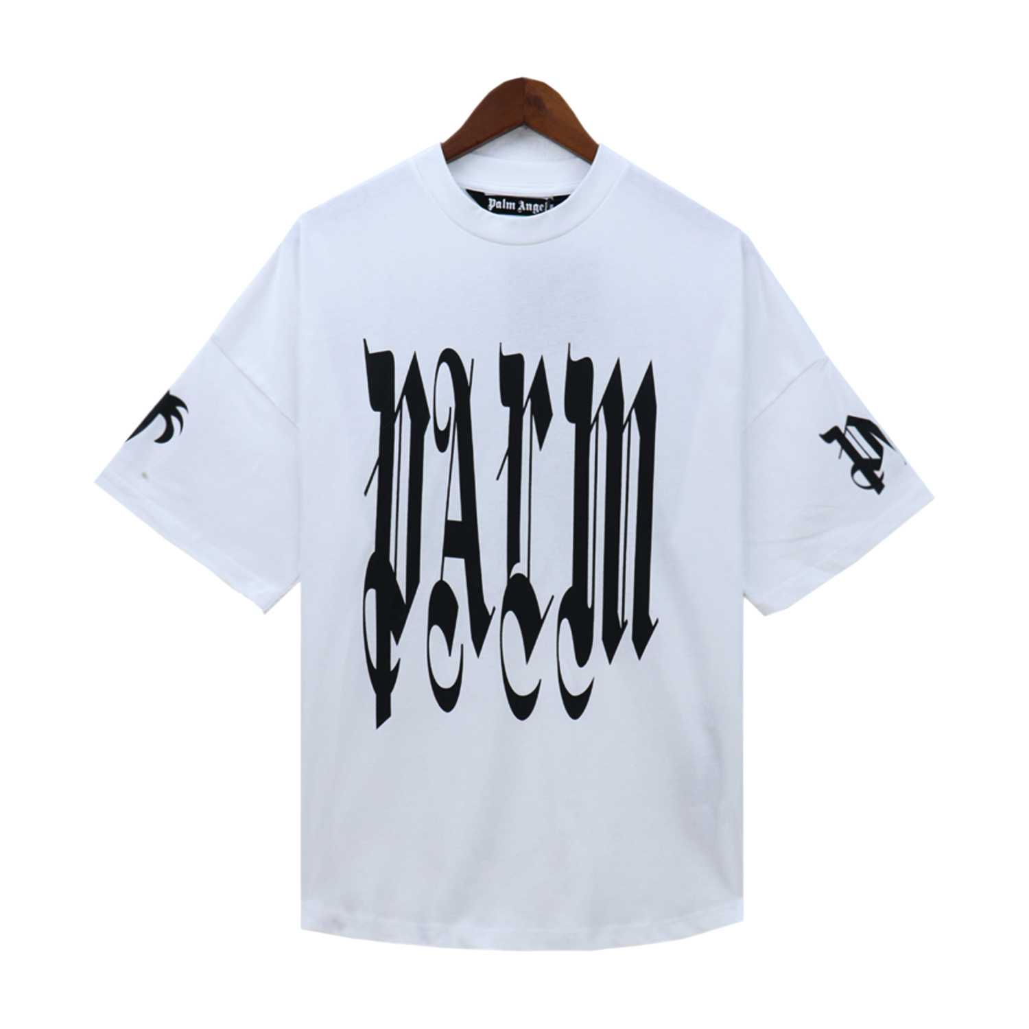 Palm Angels Gothic Logo Over T-Shirt White - PerfectKickZ