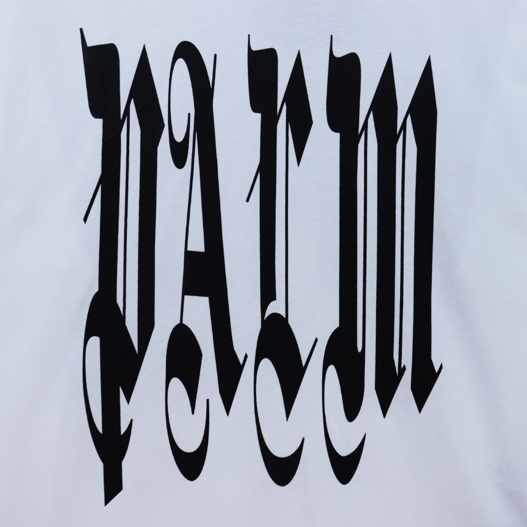 Palm Angels Gothic Logo Over T-Shirt White - PerfectKickZ