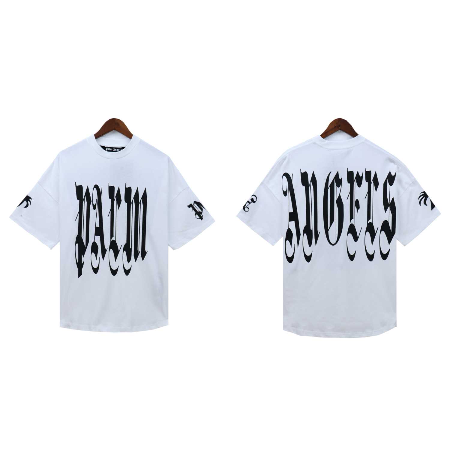 Palm Angels Gothic Logo Over T-Shirt White - PerfectKickZ