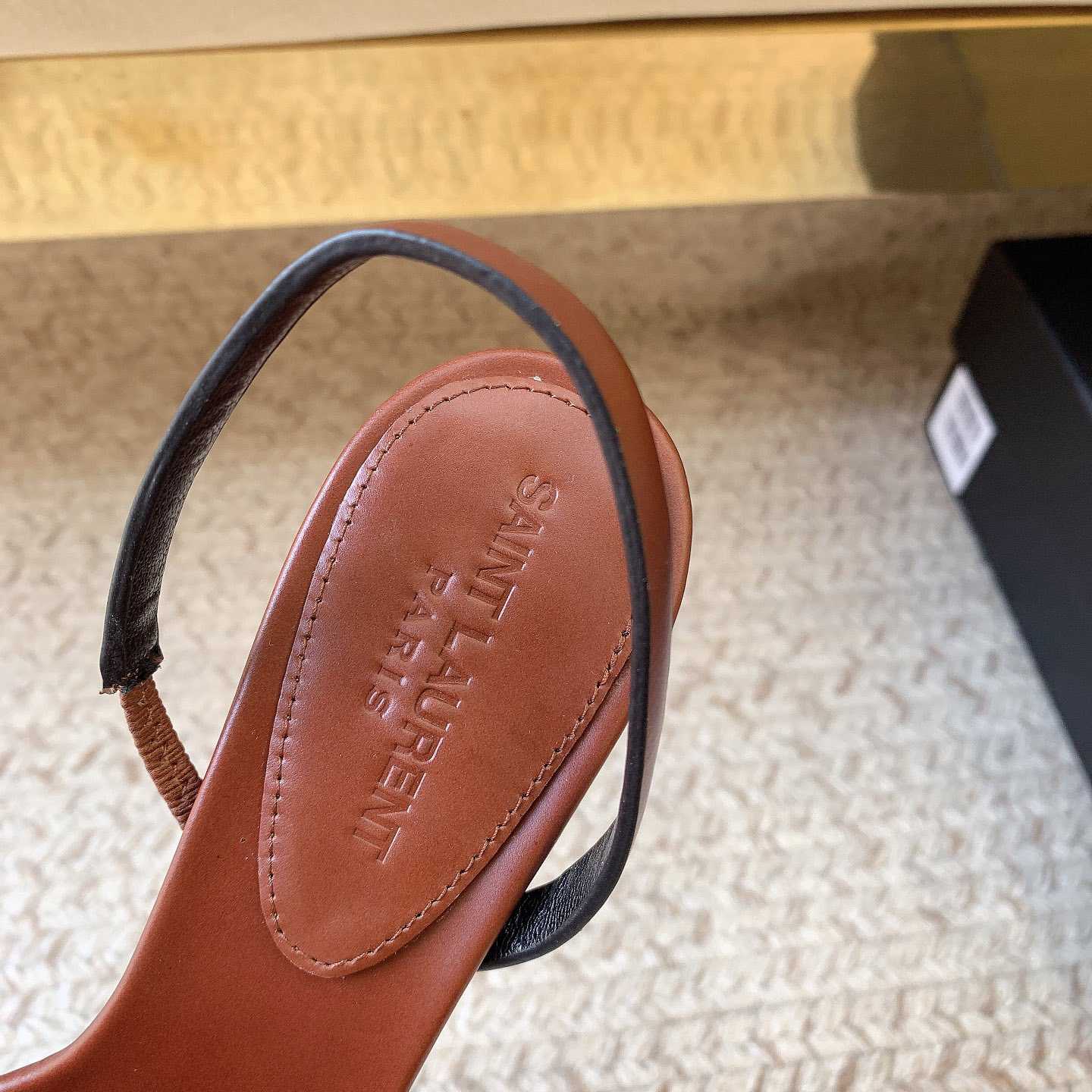 Saint Laurent Women's Brown Opyum 85 Leather Slingback Sandals - PerfectKickZ