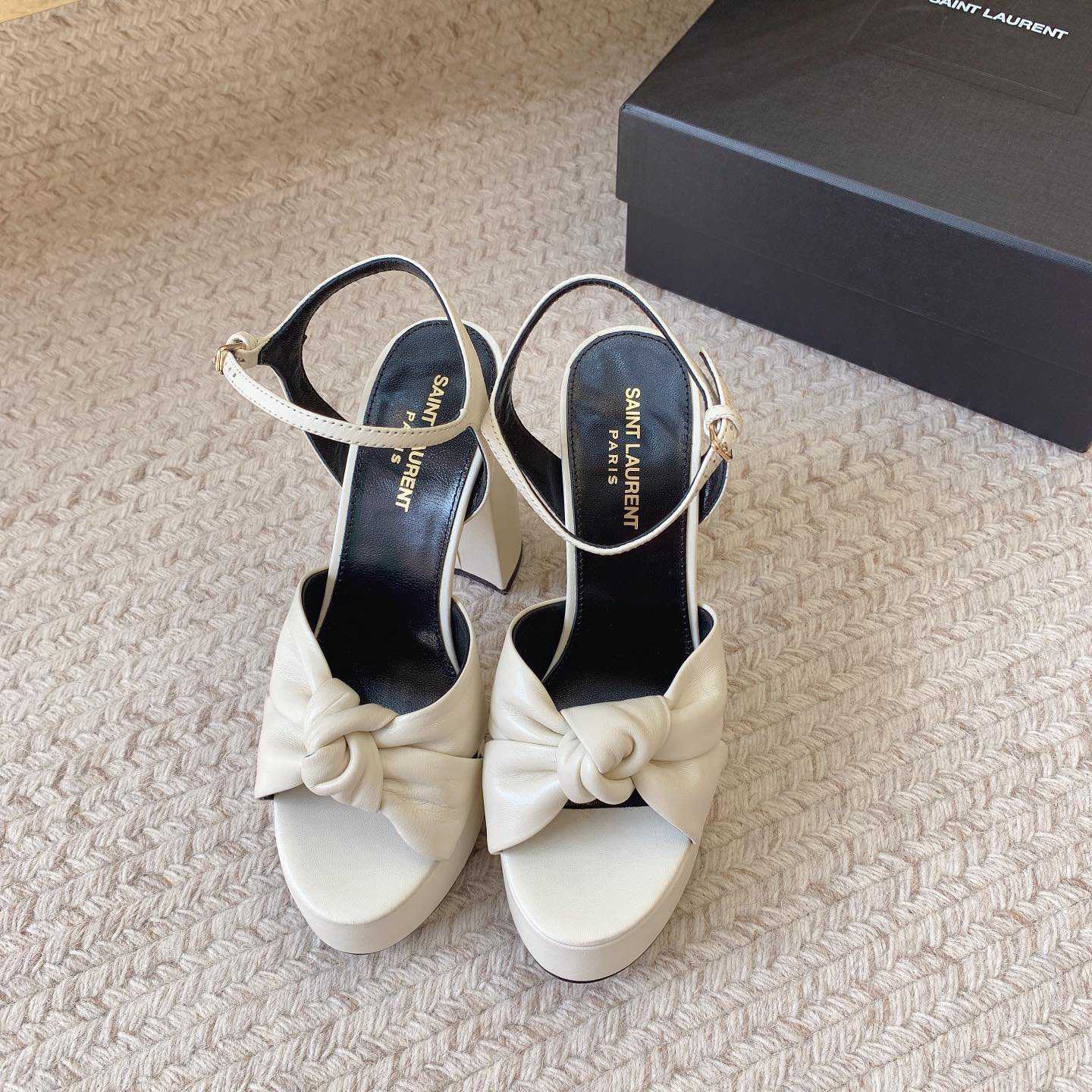 Saint Laurent Bianca Platform Sandals In Smooth Leather - PerfectKickZ