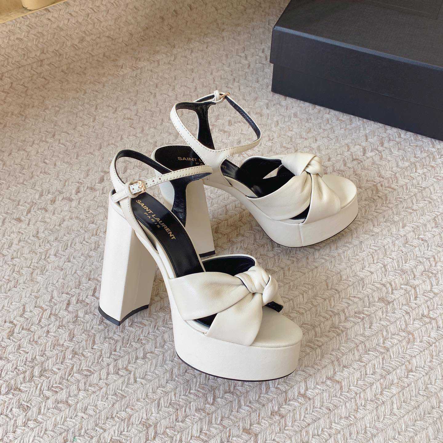 Saint Laurent Bianca Platform Sandals In Smooth Leather - PerfectKickZ