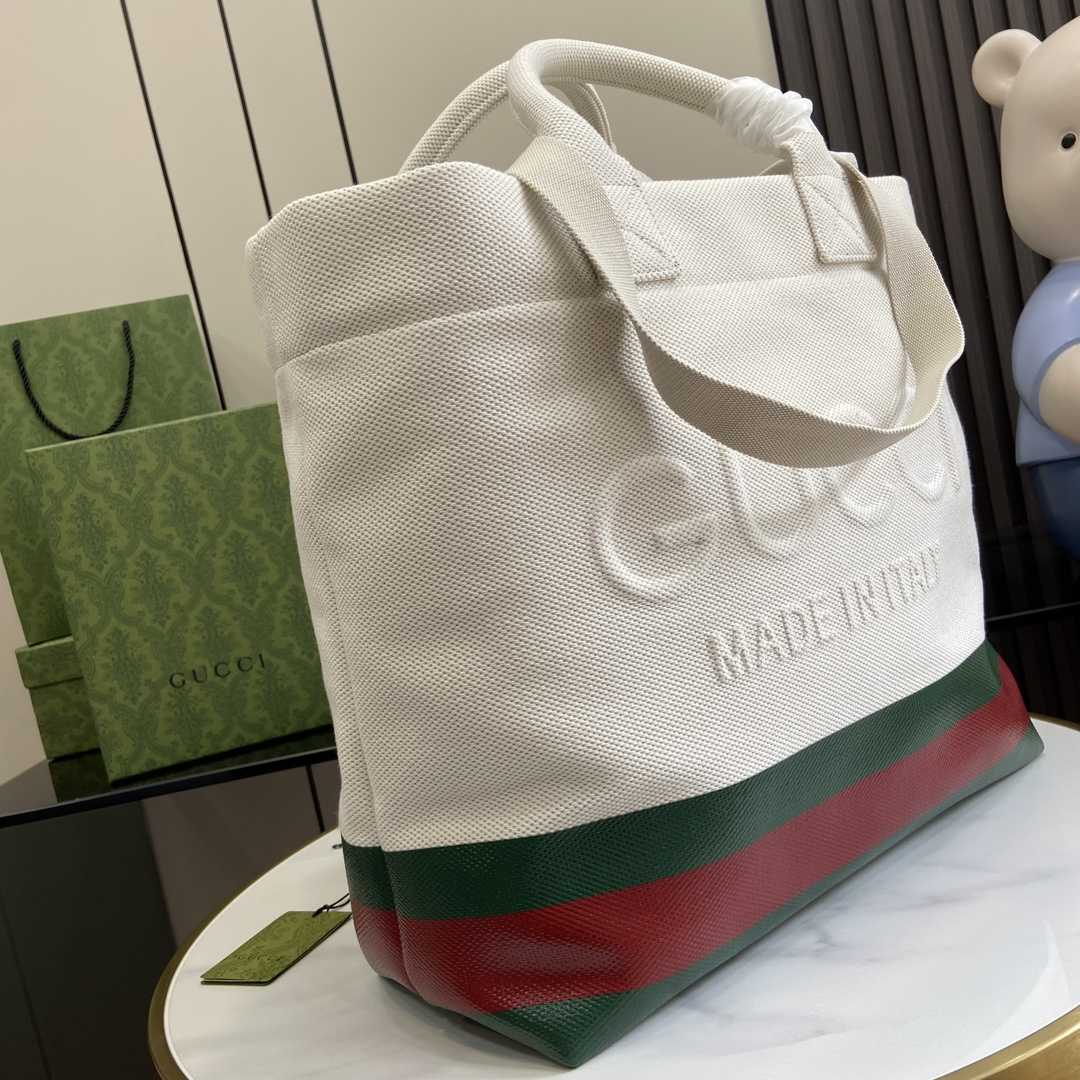 Gucci Canvas Tote Bag With Embossed Detail  - 