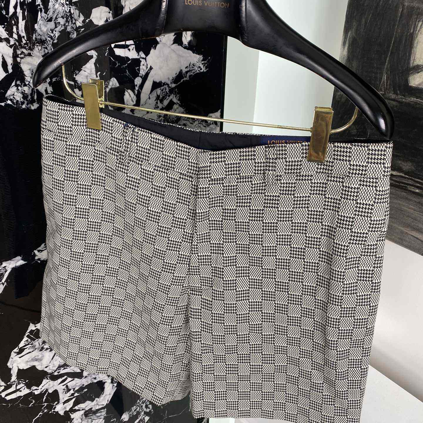 Louis Vuitton Damier Hounds Tooth Slim Wool Shorts - PerfectKickZ