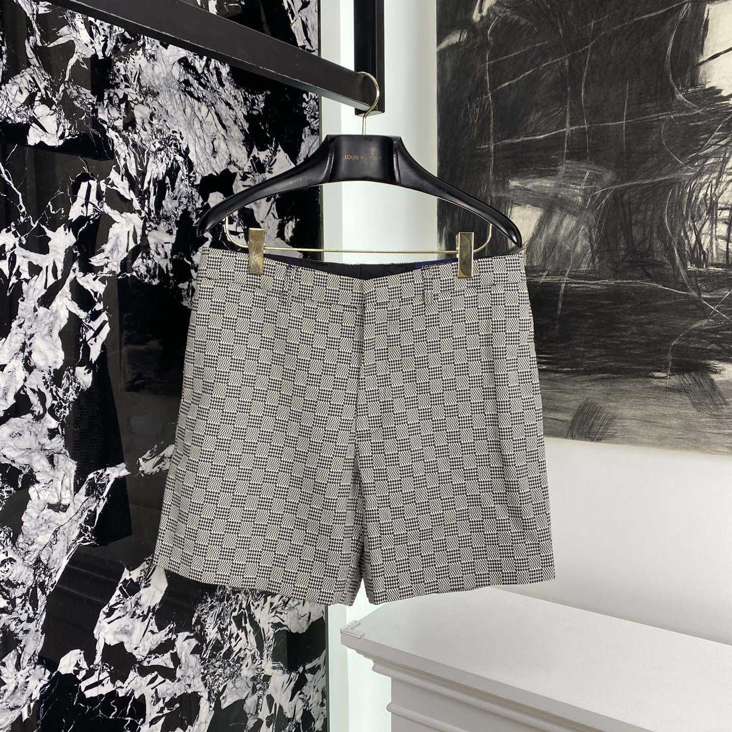 Louis Vuitton Damier Hounds Tooth Slim Wool Shorts - PerfectKickZ