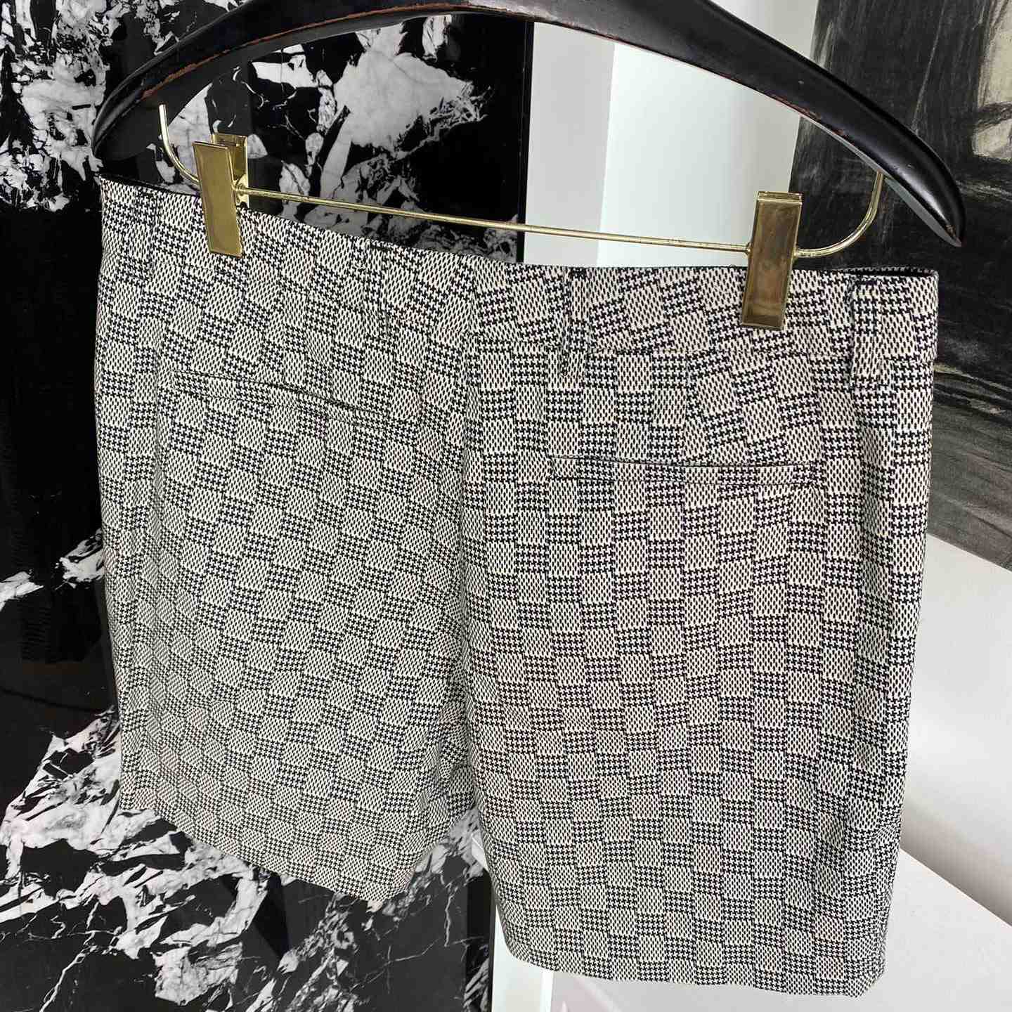 Louis Vuitton Damier Hounds Tooth Slim Wool Shorts - PerfectKickZ