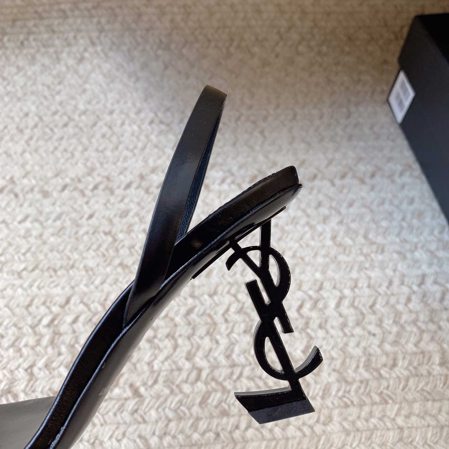 Saint Laurent Women's Brown Opyum 85 Leather Slingback Sandals - PerfectKickZ