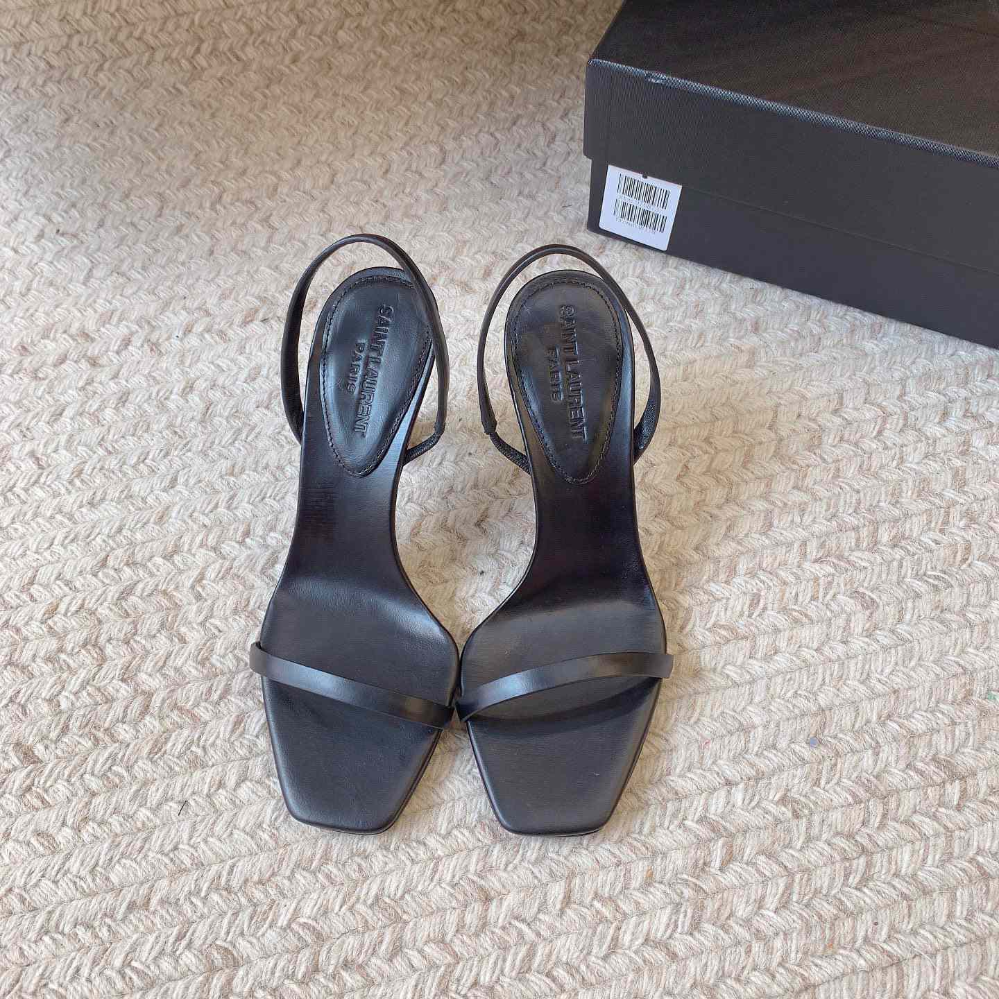 Saint Laurent Women's Brown Opyum 85 Leather Slingback Sandals - PerfectKickZ