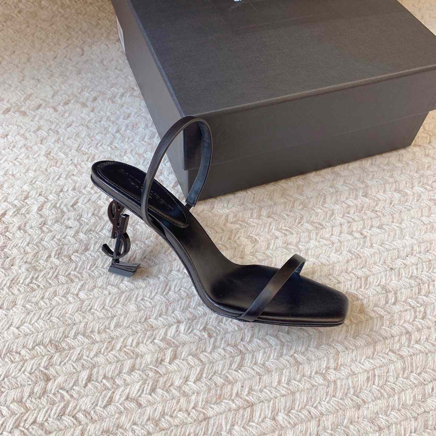 Saint Laurent Women's Brown Opyum 85 Leather Slingback Sandals - PerfectKickZ