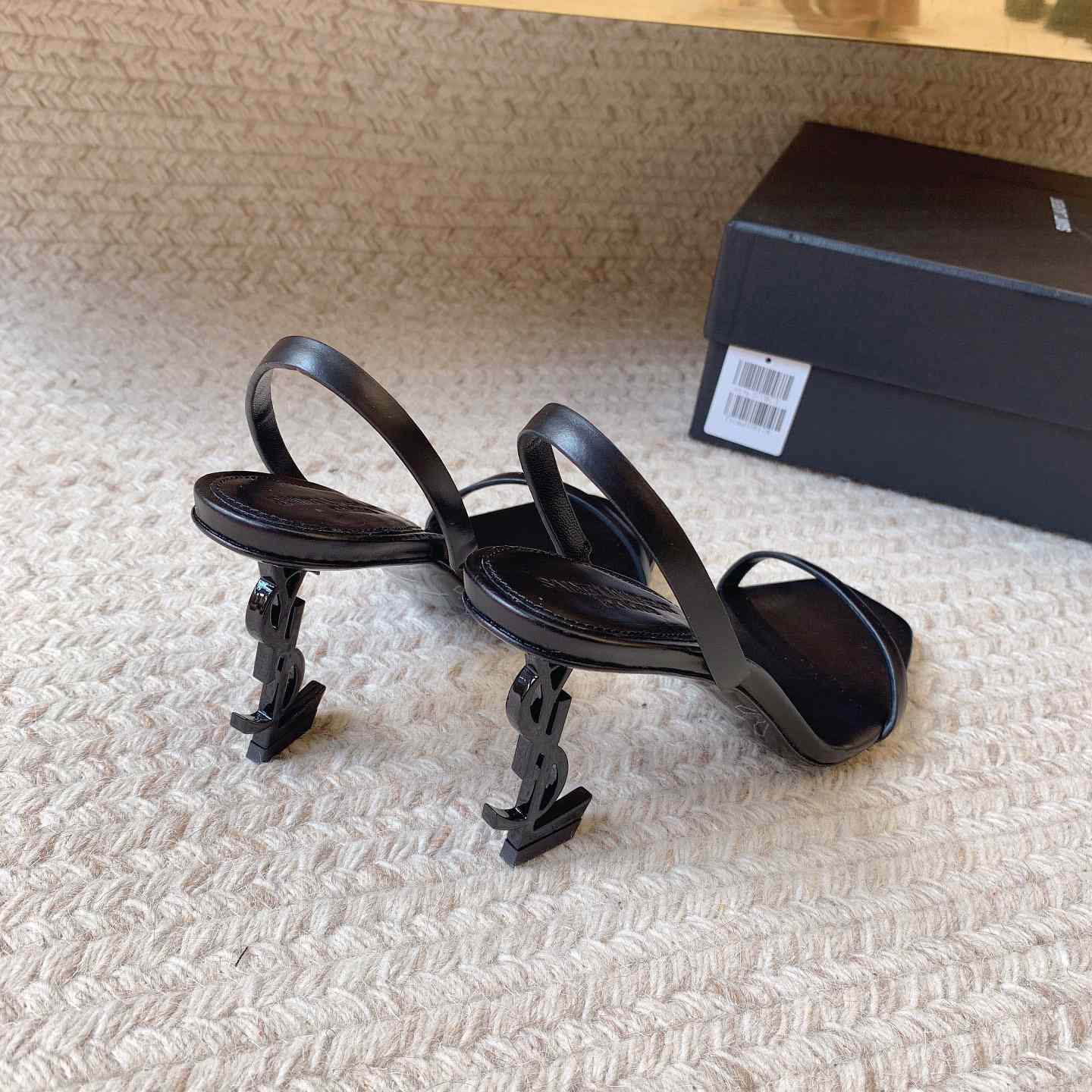 Saint Laurent Women's Brown Opyum 85 Leather Slingback Sandals - PerfectKickZ